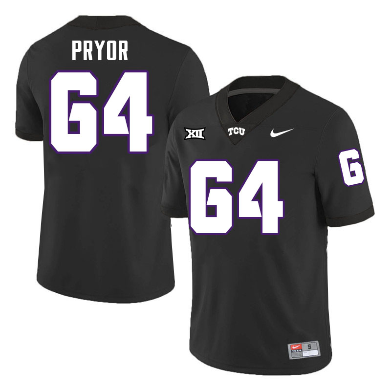 #64 Matt Pryor TCU Jersey,Texas Christian University Horned Frogs Football Jersey-Black
